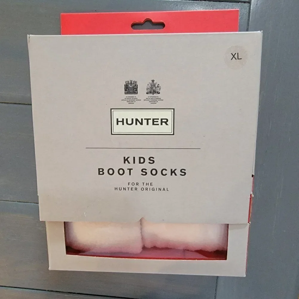 Hunter Kids Hunter White Fleece Welly Boot Socks Size XL